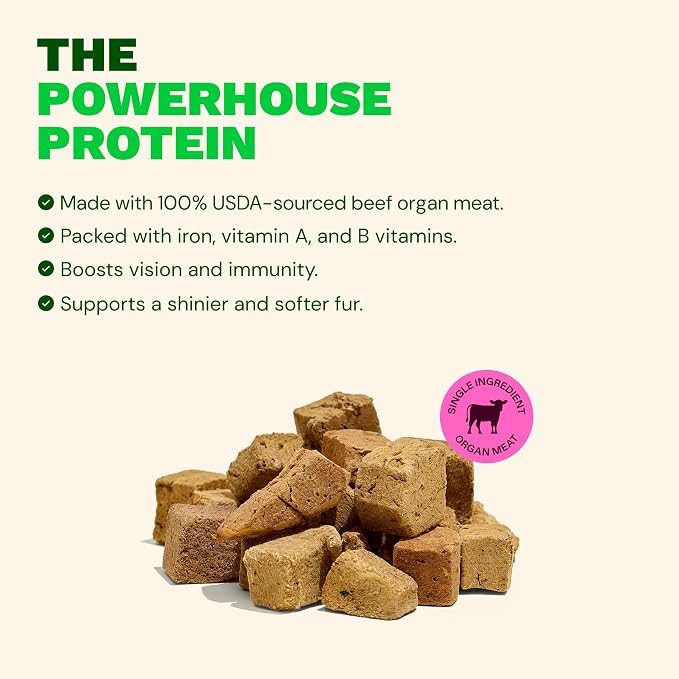Get Joy Freeze-Dried Meal and Treats Bundle, Strength 100% Beef Liver Dog Treats, 4 Ounce, and Gut Health Fresh Freeze Dried Raw Meal Dog Food, Beef Recipe, 32 Ounce