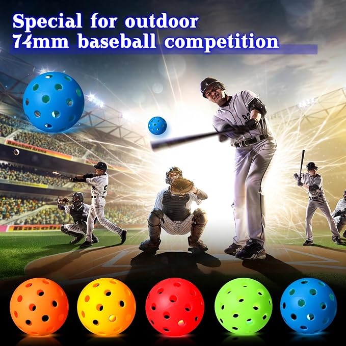 Arrowbash 10 Pack Light Up Baseball Glow in the Dark Practice Baseballs & Softballs LED Practice Balls Luminous Training Baseballs Hollow Airflow Softball Ceiling Balls for Teen Adult Baseball Fan