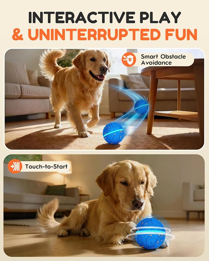 osou Smart Interactive Dog Toys, Automatic Moving Rolling Bouncing Dog Ball for Medium & Large Dog Breeds, E-TPU Durable & Waterproof, with Irregular Motion to Encourage Active Play