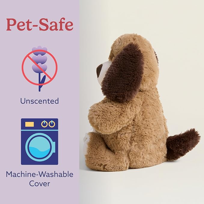 warmies Plush Toy Stuffed Animal for Dogs & Cats, Brown Dog - Weighted & Microwavable Calming Comfort Toy for Puppy Crate Training, Senior Dog Comfort & Pet Separation Anxiety Relief - Dogs & Puppies