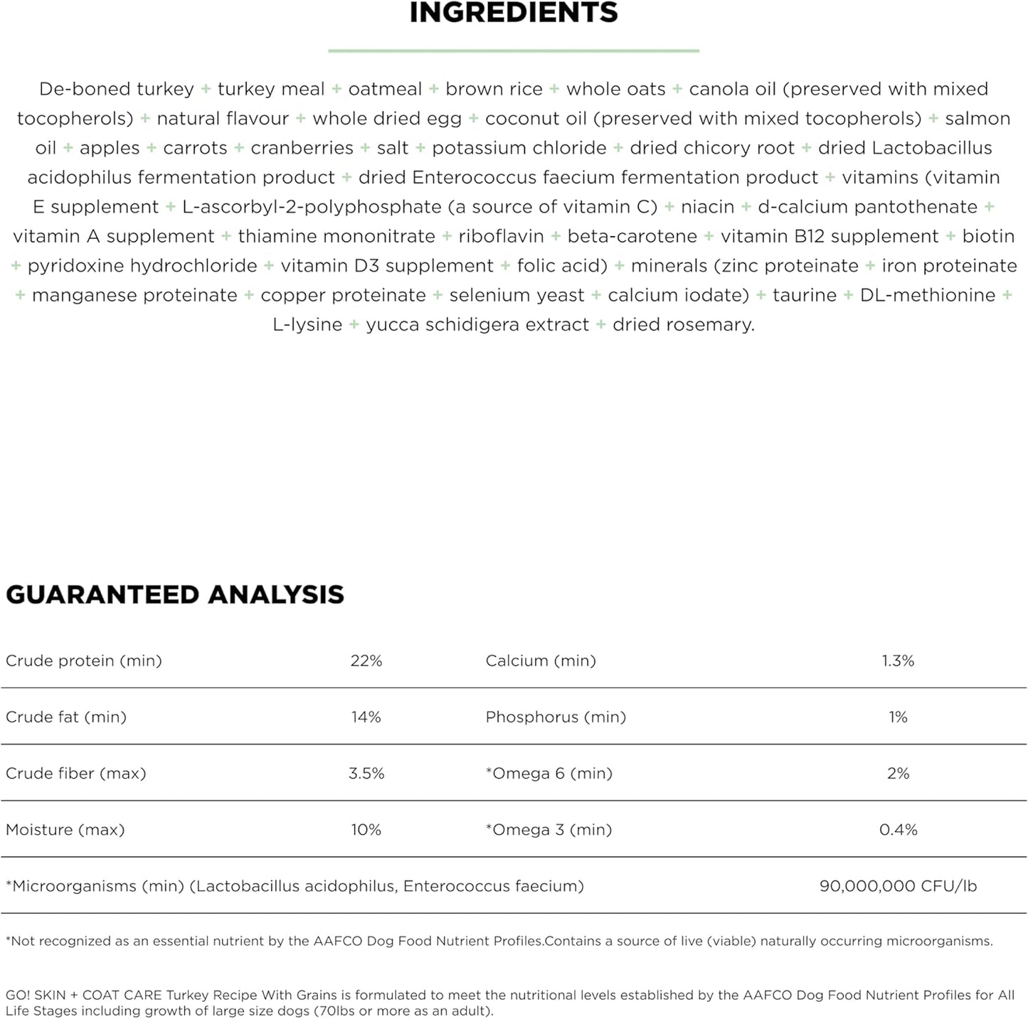 Go! Solutions Skin + Coat Care, Dry Dog Food, Turkey Recipe with Grains, 22 lb Bag