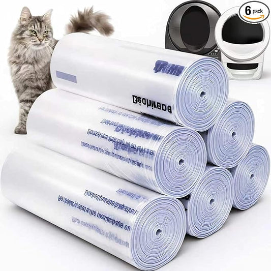 150 Pack Heavy Duty Self-Cleaning Litter Box Liners, Compatible with Litter-Robot 3/4, Extra Thick Waste Drawer Liners, 9-11 Gallons of Capacity, Easy to Empty