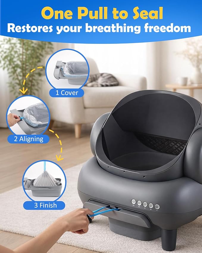180 Count Automatic Cat Litter Box Liners Bags Compatible with NeakasaM1 Petpivot Autoscooper 11/12 and Similar Open-Top Self-Cleaning Cat Litter Box, Drawstring Handle Heavy Duty Leak-proof, 27*13in