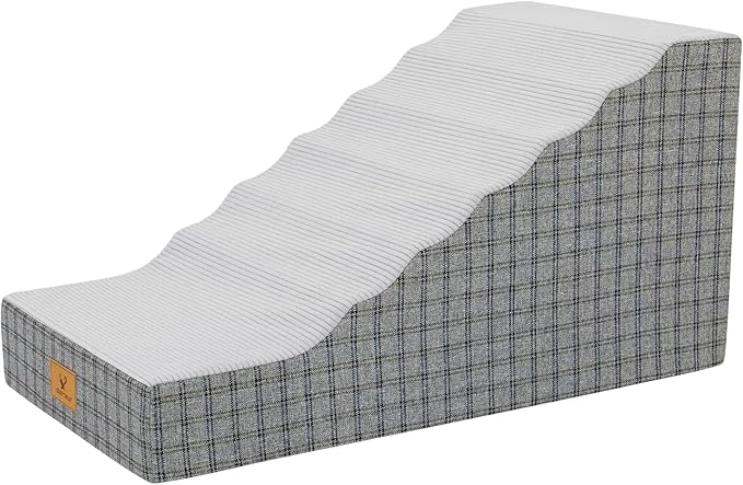 Pets Ramp for High Beds, Small Dogs & Senior Cats - Non-Slip Texture & Machine Washable Cover - Supportive Foam for Joint Comfort, Easy Climb for Couch, Sofa, Furniture (Gery)