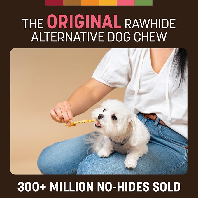Earth Animal No Hide Stix - Long Lasting Rawhide Free Small Dog Chews Sticks, Chicken & Salmon Variety Bundle - 40 Count Value Pack