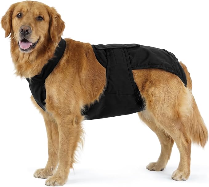 IDOMIK Reusable Female Dog Diapers, Washable Dog Period Diapers with Adjustable Suspenders, Leakproof Escape-Proof Sanitary Panties for Dogs in Heat Cycle, Incontinence, or Senior Dogs,Black,3XL
