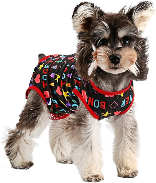 Etdane Dog Diapers Sanitary Panties Physiological Period Shirts Surgical Recovery Suits for Male and Female Dogs Black/L