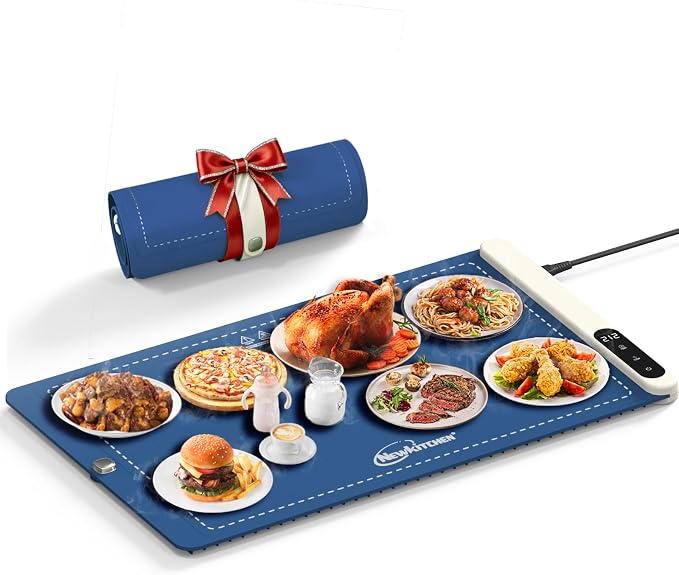 Warming Mat for Food, 24"x15" Food Warming Mat 6 Temperature & 6 Timer Settings Upgrade Graphene Fast Full Surface Heating-Versatile Food Warmer for Gatherings, Parties, Everyday Use-Fruit Frost Blue