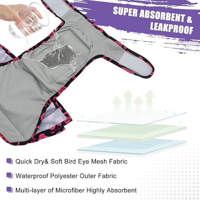 Female Dog Diapers Reusable No Tail Hole Period Panties Washable Diapers Female for Docked-Tail Frenchie French Bulldog Boston Terrier Without Tail (2 Pack Regular+2 Pack Skirts) U-WWDQB02L