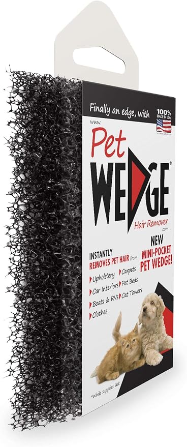 Mini-Pocket Pet Wedge® Hair Remover 3 Pack- Can Instantly Remove pet Hair from Clothes and Other Hard to Reach Areas.
