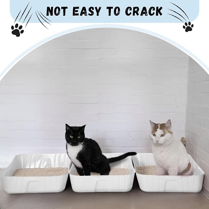 Bokon 25 Count Disposable Litter Box for Cat, Large Disposable Litter Tray for Travel Home Durable Portable Plastic Kitty Litters Boxes Leak-Resistant Easy-Grip Rim, 15.7 x 11.8 x 3 Inches(White)