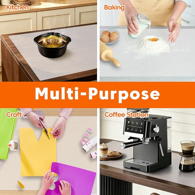 120" x 28" Extra Wide Kitchen Island Silicone Mat, Luxury Countertop Protector, Heat Resistant Waterproof Silicone Surface for Large Kitchen Islands, Baking, Food Prep & Appliances, Translucent