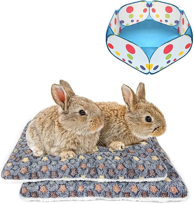 Amakunft 2 Pcs Large Guinea Pig Bed Mat, Rabbit Sleep Bed, 17.7x13.7x2 Inches, Small Animal Playpen for Bunny/Chinchilla/Hedgehog