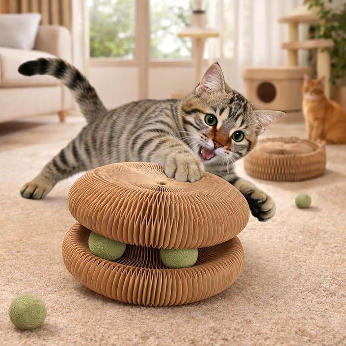 Cat Toy, Cat Scratchers for Indoor Cats, Magic Organ Foldable Cardboard Cat Scratcher, Cat Toy Interactive Relieve Boredom and Exercise