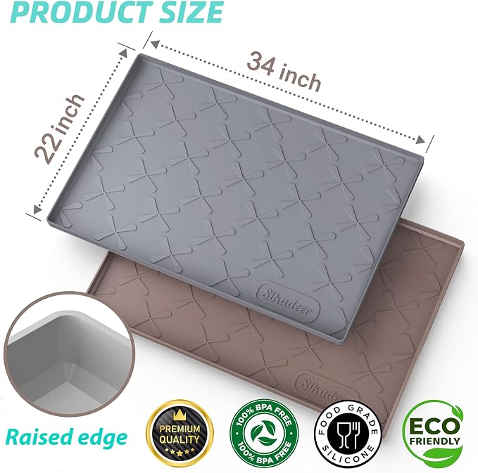 SIKADEER Under Sink Mat Waterproof 34" x 22", Silicone Mat Kitchen Drawer Shelf and Cabinet Liner, Sink Protector for Kitchen Organizers and Storage, Boot Tray Pet Food Mats