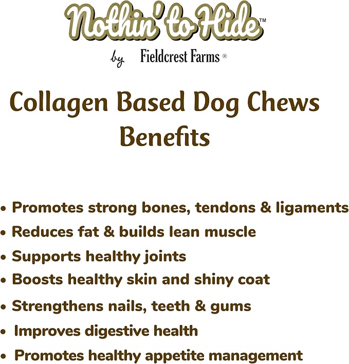 Fieldcrest Farms Nothin to Hide Flip Chips Dog Chews - Natural Rawhide Alternative Treats for Dogs, Collagen Based Snack for Moderate Chewers Up to 35lbs, Peanut Butter Flavor -1 Pack (8 Chips)