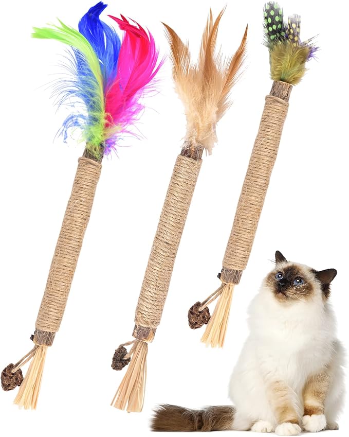 TINDTOP 15 Pack Silvervine Chew Sticks, Natural Catnip Chew Toys for Kittens Teeth Cleaning, Matatabi Dental Care, Increase Appetite, Calm Cat Anxiety and Stress