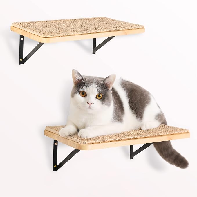 Wall Furniture Set, Including Floating Shelf Climbing Step, Wall Tree, Hammock, Mounted for Cat Playing, Sleeping, Climbing