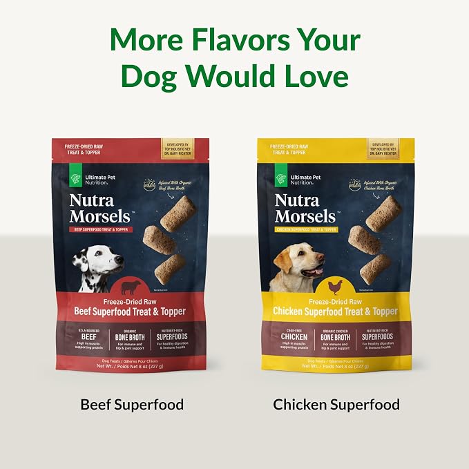 ULTIMATE PET NUTRITION Nutra Morsels, Superfood Treat & Food Topper (Chicken, Pack of 3)