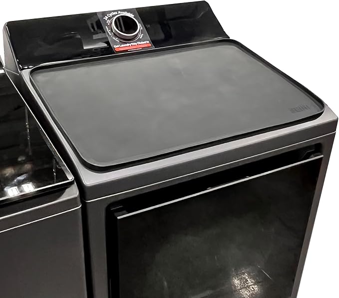 2 PACKS SEIRI Washer and Dryer Topper, 26" x 18" Silicone Top Protector Mat for Slant Top Surface Cover and Top Load Washing Machine Laundry Room Non-Slip Waterproof Dryer Cover Medium (Black)