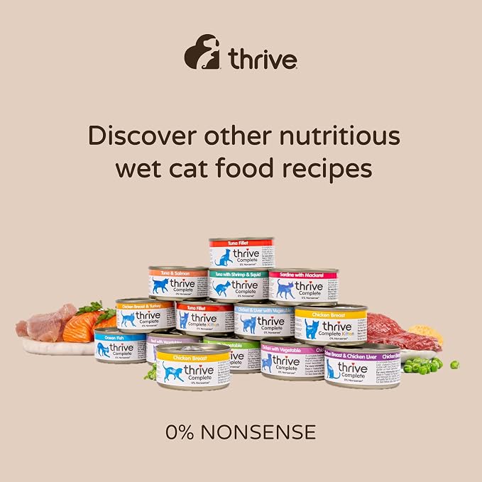 thrive Complete 100% Natural Multiple Flavors Food for Cats (6 Packs, Chicken and Turkey)