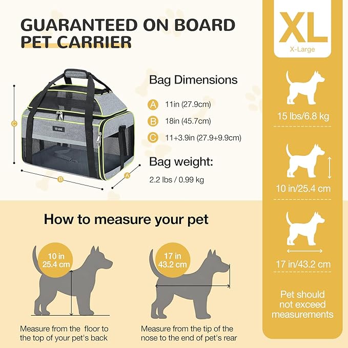 Lekereise Top-Expandable Pet Carrier 18x11x11Inch Delta American United Airline Approved Soft Sided Underseat to 15lbs Travel Carriers for Small Dogs Cats with Locking Safety Zippers Anti-Scratch Mesh