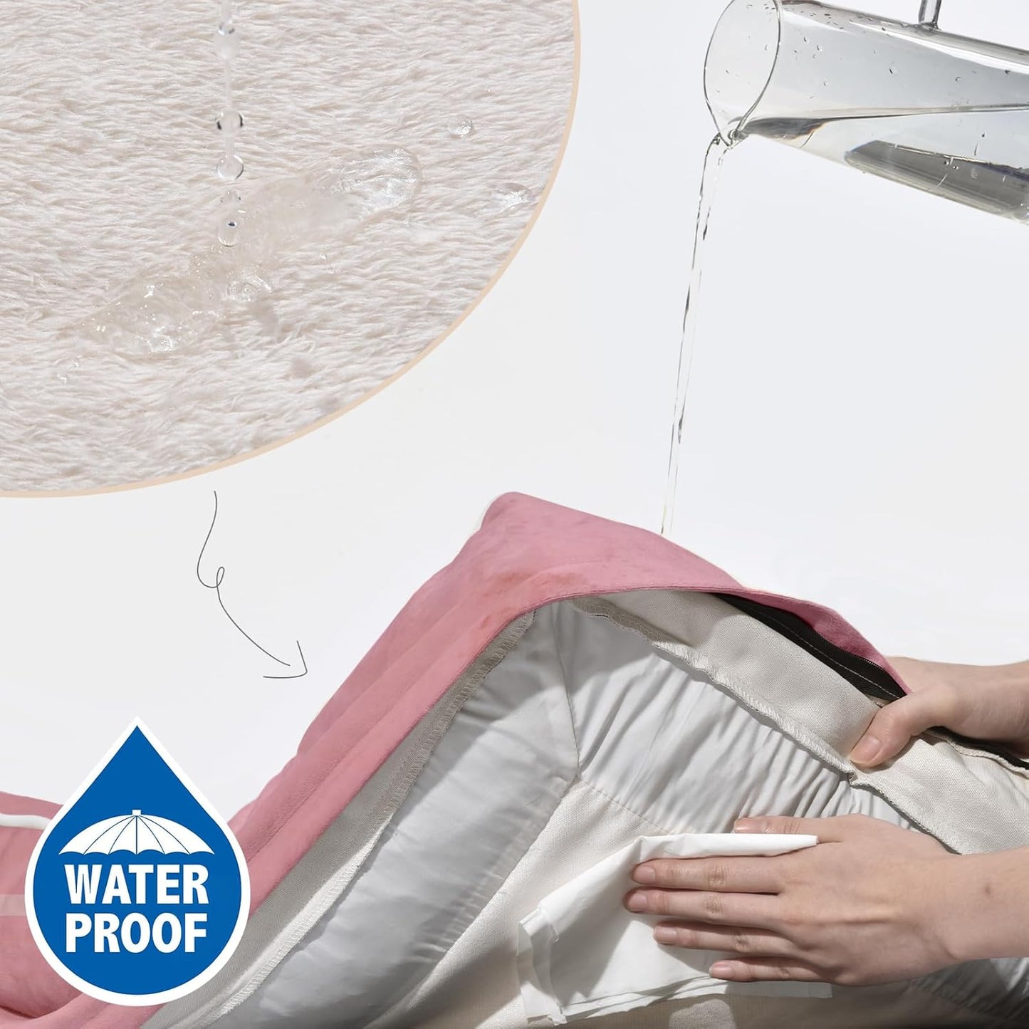 Comfort Expression Waterproof Orthopedic Dog Beds Jumbo Breed, Extra Large Dog Beds, PV Washable Pet Sofa Couch with Removable Cover & Non-Slip Bottom(Pink)