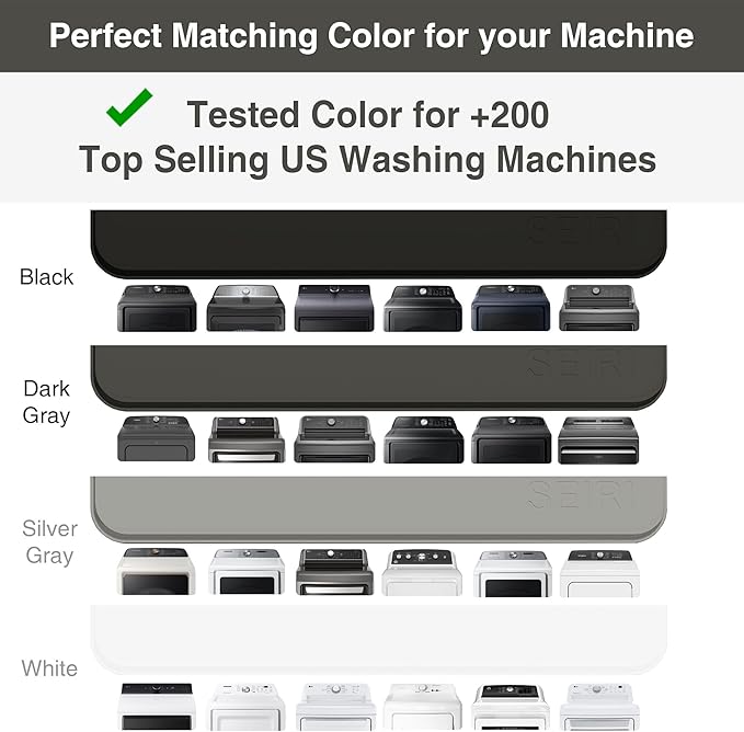 2 PACKS SEIRI Washer and Dryer Topper, 26" x 18" Silicone Top Protector Mat for Slant Top Surface Cover and Top Load Washing Machine Laundry Room Non-Slip Waterproof Dryer Cover Medium (Light Gray)
