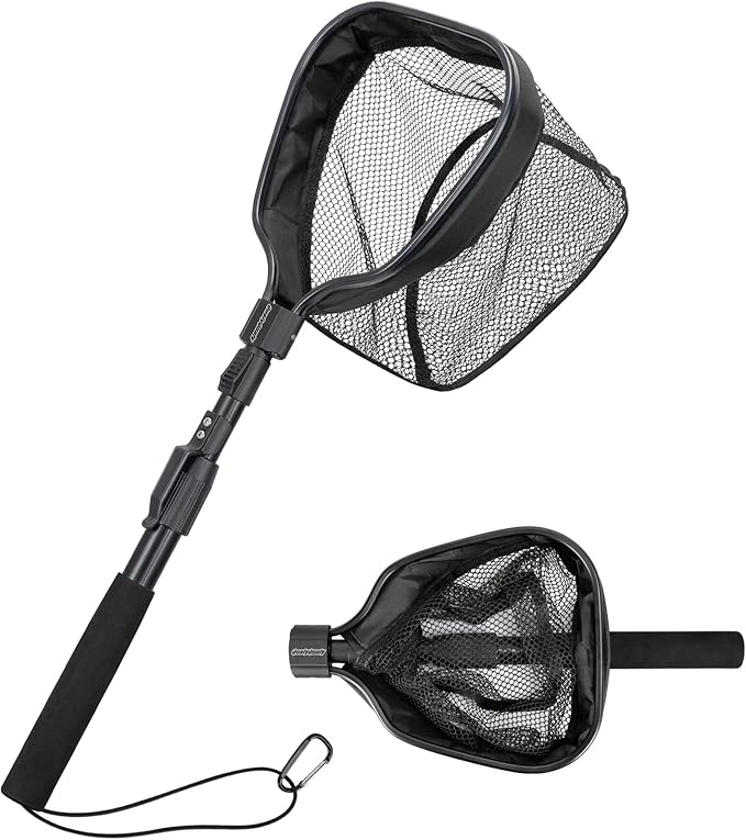 QualyQualy Floating Bait Net – Aluminum Livewell Net, 8" Hoop, 15"–21" Handle, Soft Mesh, EVA Grip, Belt Hook & Anti-Drop, for Minnows, Sardines, Herring – Telescopic & Collapsible Baitfish Net