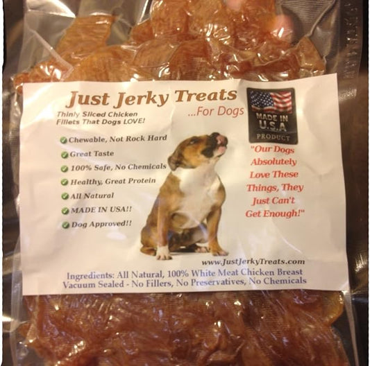 Natural Chicken Jerky Dog Treats - 1 Ingredient. USA Made. No Fillers. No Chemicals. 1lb.