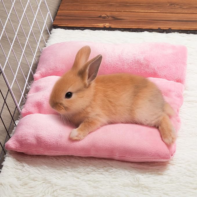 Weysat 3 Pack Rabbit Bed 15.7 x 14 Inch Soft Thickened Bunny Rabbit Bed Bunny Mat Concave Cushion Plush Mat for Indoor Outdoor Cage Sleeping Supplies
