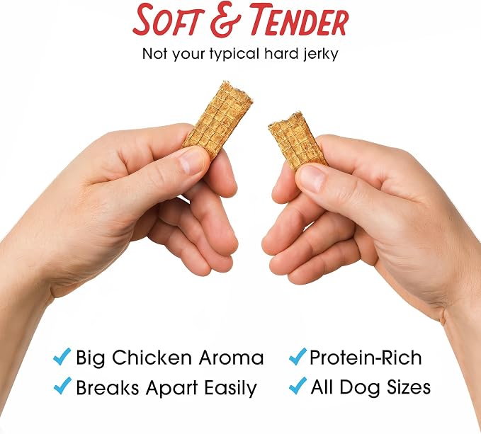 Farmland Traditions Dogs Love Chicken Jerky Dog Treats, Premium Two-Ingredient Dog Jerky with USA-Raised, Human-Grade Chicken & No Antibiotics Ever, 1 Pound (Pack of 1) Bag