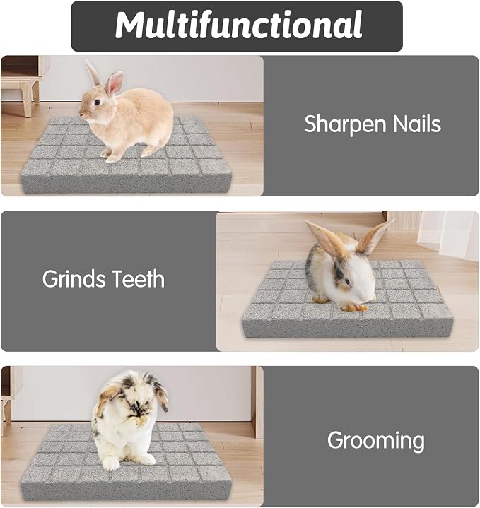 Hamiledyi Rabbit Scratch Foot Pads - 4 PCS Natural Small Animal Lava Stone Teeth Grinding & Scratching Pad Rabbit Cage Mats 6 Pcs Rabbit Resting Mat for Wire Floor Cages Plastic Bunny Feet Pad