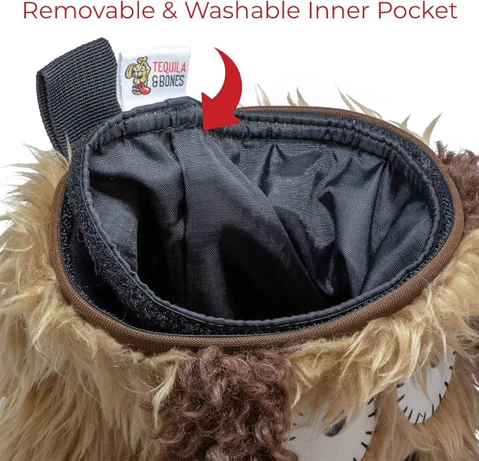 Tequila&Bones Dog Treat Bag Training Pouch, Hands-Free Dog Treat Pouch, Dog Walking Pouch, Waist Bag | Washable Inner Bag | with Belt, Clip & Drawstring Closure (Rusty)