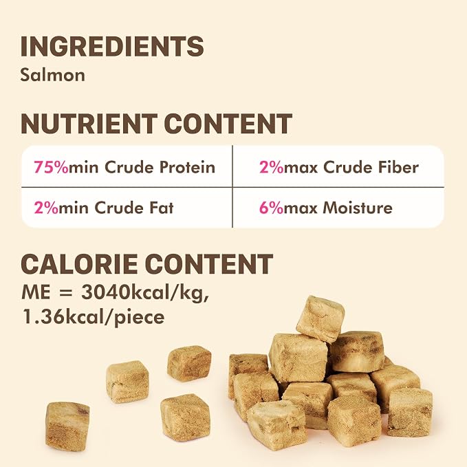 Freeze Dried Dog & Cat Treats – Single Ingredient Salmon, High Protein Training Treats & Food Topper, 10.6 oz