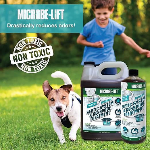 MICROBE-LIFT Septic Tank and Cesspool Treatment Enzymes - 6 Month Supply - Bacteria Digests Grease, Fats, Oils and Tissue, 32 Fl Oz (Pack of 2)
