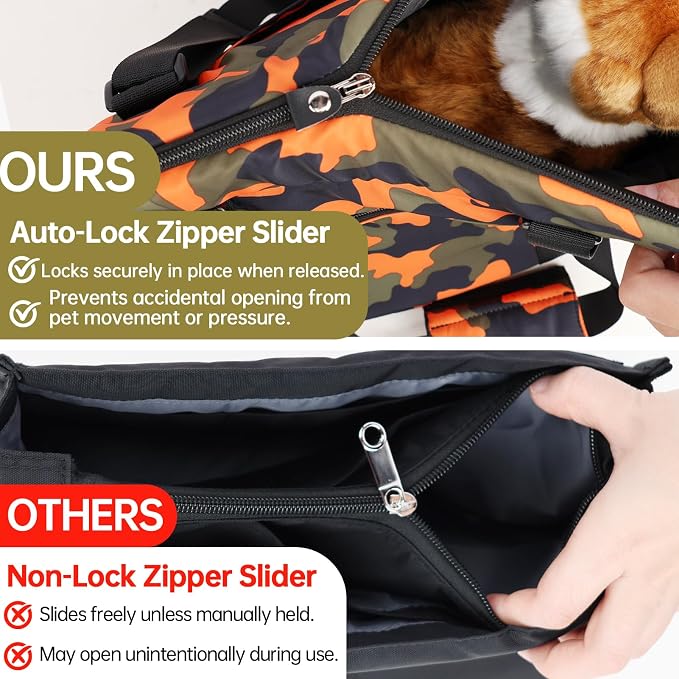 10mm Padded Tote Bag Carrier for Dog Cat Below 15.5lb/7kg-Camouflage Orange
