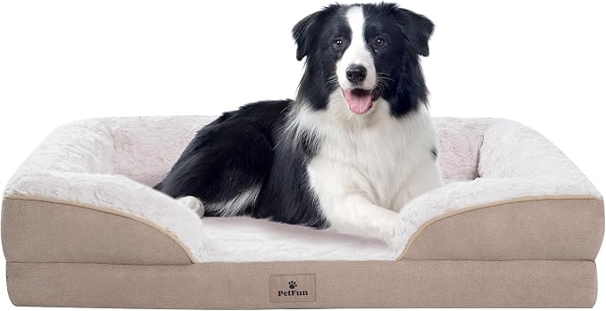 Orthopedic Dog Bed for Large Dogs - Big Washable Dog Sofa Beds Large, Supportive Foam Pet Couch Bed with Removable Washable Cover, Waterproof Lining and Nonskid Bottom, 36'', Beige