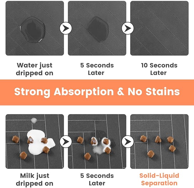 Pet Feeding Mat-Absorbent Pet Placemat for Food and Water Bowl, with Waterproof Rubber Backing, Quick Dry Water Dispenser Mat for Dog and Cat (24"x16", Beige)