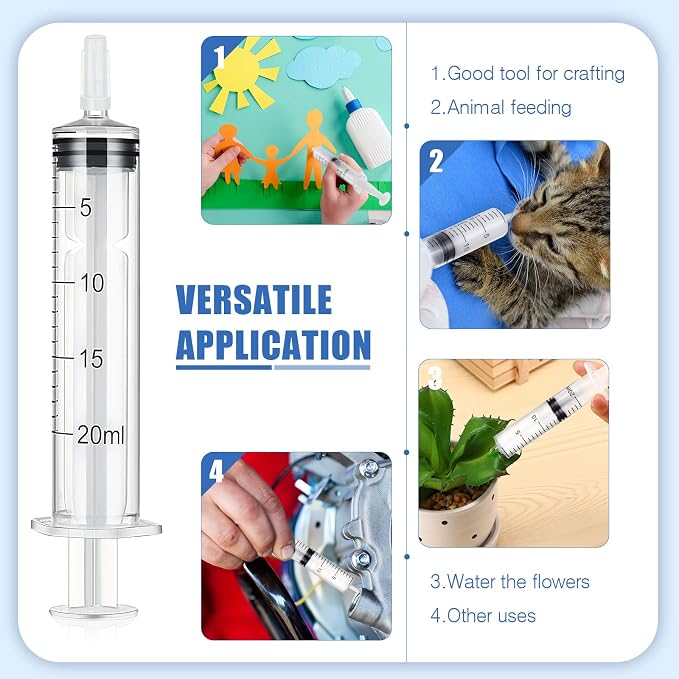 Zhengmy 100 Pack Bulk Plastic Syringe with Luer Slip Tip, Individually Sterile Sealed, Liquid Oral Syringe with Measure Scale No Needle for Pets Feeding(20 ml)