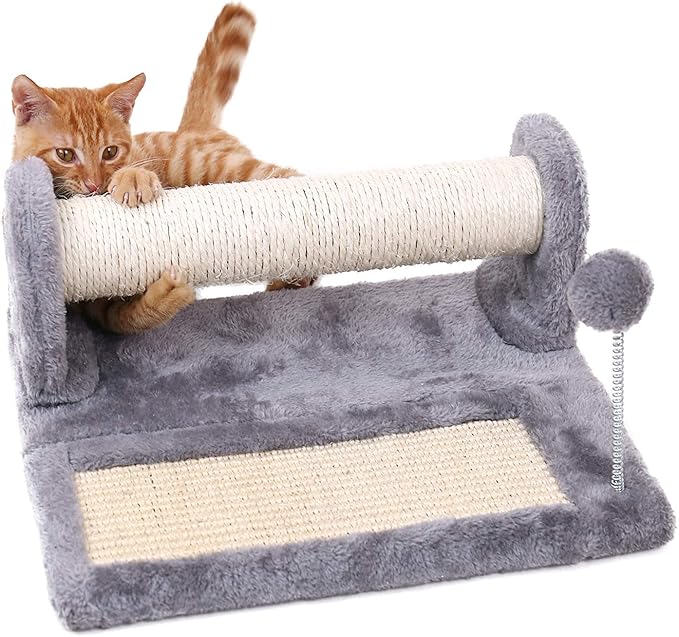 PAWZ Road Cat Scratching Post and Pad Bundle with PAWZ Road Cat Tunnel Collapsible S Shape 10.5 Inches in Diameter