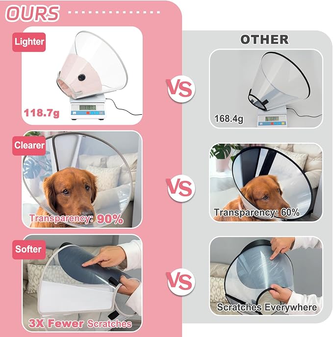 Dog Cone Collar to Stop Licking with Soft Liner, Comfortable Elizabeth Recovery Collar for Large Medium Dogs After Surgery, Pet Neck Head Cone Alternative,XXL