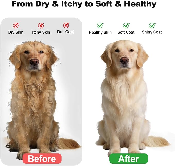 1 Gallon Dog Shampoo, Oatmeal Honey Moisturizing Shampoo for Dogs with Sensitive Dry Itchy Skin, Deodorizing & Deep Cleaning, Concentrated Formula