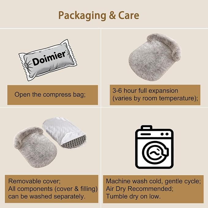 Orthopedic Dog Bed with Egg-Crate Base, Calming Dog Beds Fluffy Plush Faux Fur with Raised Edges, Spine Friendly Pet Sleeping Mat for Medium Large Dogs, Easy Wash (Oval, Marble Grey 32"x24")