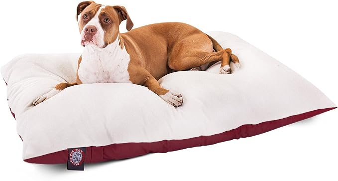 Majestic Pet Rectangle Large Dog Bed Washable – Removable Slipcover Pet Bed – Dog Crate Bed Super Value Pillow Dog Bed – Dog Kennel Bed for Sleeping - Dog Bed Large Breed 36 x 48 Inch – Burgundy