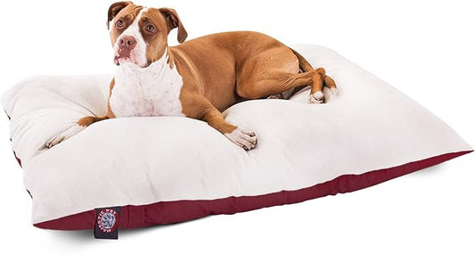 Majestic Pet Rectangle Large Dog Bed Washable – Removable Slipcover Pet Bed – Dog Crate Bed Super Value Pillow Dog Bed – Dog Kennel Bed for Sleeping - Dog Bed Large Breed 36 x 48 Inch – Burgundy