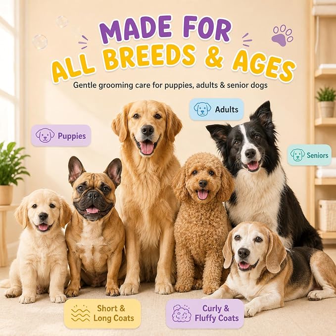 Oatmeal Dog Shampoo and Conditioner for Itchy Skin Relief | Puppy Shampoo for Sensitive Skin 5-in-1 | Cleans, Deodorizes & Detangles | Dog Wash for All Breeds | 16 fl oz | ALFIE'S CHOICE