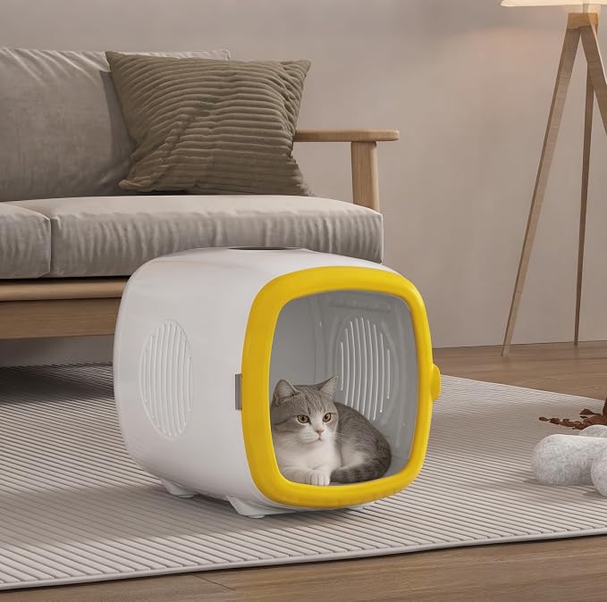 Automatic Pet Hair Dryer Box, 62L, 360° Drying with Temperature Control, 4 Speed Settings, 5 Drying Modes, Includes 5 Towels, White