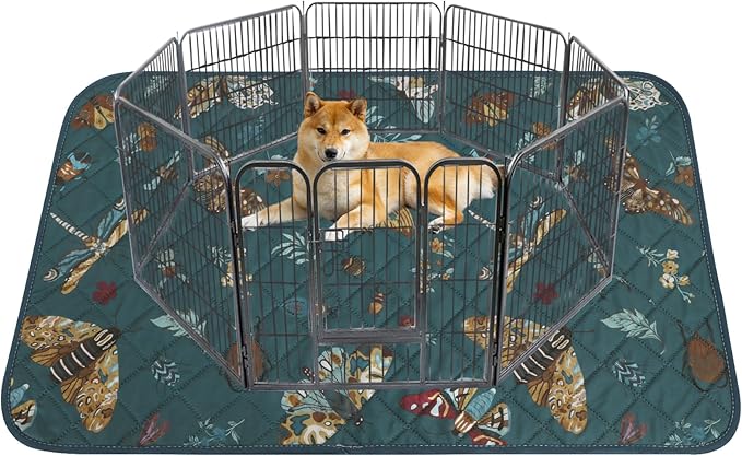 IEUUMLER Washable Pee Pads for Dogs, 1 Pack Insect Pattern Reusable Waterproof Puppy Potty Pads, Non-Slip Absorbent Pet Training Pads for Playpen Crate Bed EU014