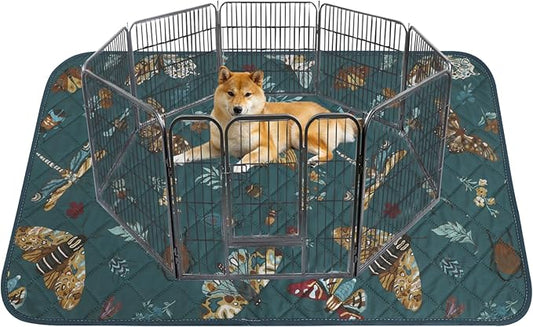 IEUUMLER Washable Pee Pads for Dogs, 1 Pack Insect Pattern Reusable Waterproof Puppy Potty Pads, Non-Slip Absorbent Pet Training Pads for Playpen Crate Bed EU014